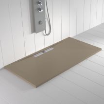 Shower Online - Receveur de douche Resine wide Moka - 70x80 cm - Grille + Valve offerte