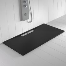 Shower Online - Receveur de douche Resine wide Noir - 80x100cm - Grille + Valve offerte