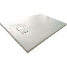 Giorgy - Receveur de douche smc en fibre de verre effet pierre avec bonde inclus h. 2,6 cm 80 x 120 Blanche