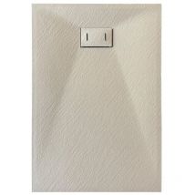 Giorgy - Receveur de douche smc en fibre de verre effet pierre avec bonde inclus h. 2,6 cm 80 x 140 Taupe