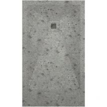Kroos - Receveur de douche Terrazo Grey, finition Lisse Stone 3D, grille de couleur - 100 x 80 cm
