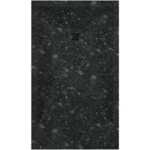 Kroos - Receveur de douche Terrazo Noir, finition Lisse Stone 3D, grille de couleur - 170 x 70 cm