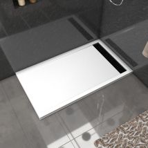 Aurlane - Receveur en acrylique Blanc 80x140x5 cm + Grilles Linéaires Chrome et Noire - whiteness ii