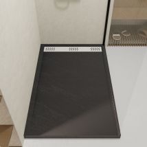 Aurlane - Receveur en acrylique Gris Effet Pierre 90x140x5 cm + Grilles Linéaires Chrome et Blanche Mate