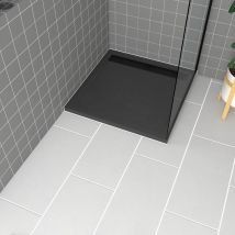 Aurlane - Piatto Doccia in acrilico Grigio Effetto Pietra 90x90x4 cm + Griglie Cromo e Nero Opaco - meteora
