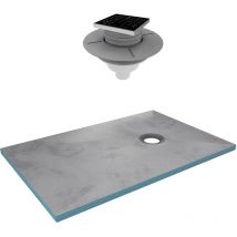 Aurlane - Piatto doccia da rivestire 90x160 cm con con piletta di scarico orizzontale - Griglia nera
