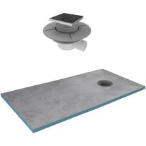 Aurlane - Receveur de Douche à Carreler 90x160 cm - Bondes à Sortie Horizontale - Grille Inox