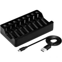 Rechargeable aa, Chargeur 8 Slots 1.5v,1.2v Nimh ni cd aa aaa Batterie Type - c (usb Charge Rapide, Slot séparé)
