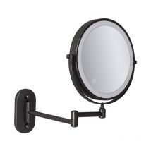 Rechargeable LED Wall Magnifying Mirror, Wall Mounted 8'' Makeup Mirror with 1X 10X Magnification (Black)