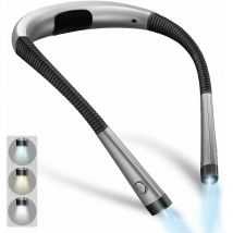 Rosemary - Rechargeable Neck Reading Light, Bedside Reading Lamp, 3 Colors, 6 Brightness Levels, Bendable Arms, Long Lifespan, Perfect for Reading,