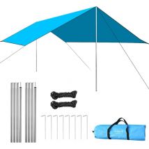 LIFCAUSAL Bâche Polyvalente Anti-UV pour Camping Auvent Imperméable, Abri Solaire avec Toile de Pique-nique pour Randonnée, Pêche et Activités
