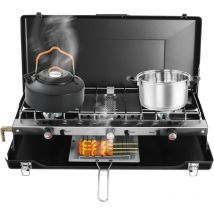 Gojoy - Réchaud à gaz portable à 3 brûleurs - Réchaud de camping - Réchaud à gaz portable - 4,5 kW - Pour le camping, les barbecues, les fêtes