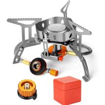Fei Yu - Réchaud de Camping à Gaz 3500 w, Brûleur Camping, Poêle Ultra-Léger Cuisinière Extérieur Pliable, Coupe-Vent et avec Allumage