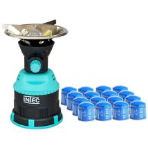 In.tec - Rechaud gaz 1200W piezo Coque abs + 16 Cartouches gaz 190 gr intec