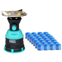 In.tec - Rechaud gaz 1200W piezo Coque abs + 28 Cartouches gaz 190 gr intec