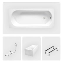 Rechteckige Badewanne - 170 X 75 Cm - Mit Polystyrol-verkleidung - Füße - Chromablauf - Intrica Slim