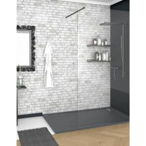 Ducha - Rechteckige Duschwanne mit Rahmen aus Harz und mineralische Ladung rutschfest. Schiefer Struktur. Grau Schiefer, 90X100 Ral 7015