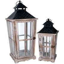 Rechteckige Laterne aus gebleichtem Holz 1-2 cm28x28h65