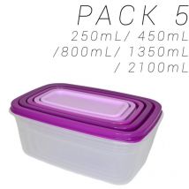 Rechteckige Mehrfarbige Kunststoff-lunchboxen 5p Lila 20168-mor