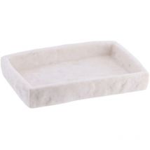 Rechteckige polyresin-seifenschale mit steineffekt - weiss Tendance