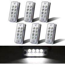 Rechteckige Seitenmarkierungsleuchten, Positionsanzeiger, 12–24 V, Versiegelte Aufbaulampen, 6 Stück, Weiß