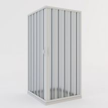 Faltwand Duschkabine weiße pvc h 185 cm Mod. Aster mit zentraler Öffnung 80x100 cm