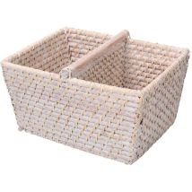 Vacchetti - Rechteckiger Aufbewahrungskorb Aus Weißem Algarve-rattan Cm26x21h15