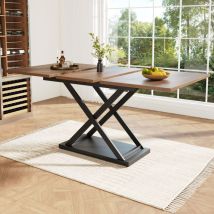 Rechteckiger Esstisch Für 6–8 Personen – Tischplatte In Naturholzoptik Tischbeine In Kreuzform – Ausziehbare Tischplatte – 140–179,5x80 Cm – Geeignet 