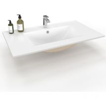 Rechteckiges Einbauwaschbecken Aus Weißer Keramik, L 81 X B 46 X H 17 Cm
