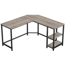 Rechtwinkliger Eckschreibtisch mit 2-stufigem Regal im Industrial-Stil