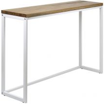 Recibidor madera maciza largo y acero modelo Design acabado Blanco Mate y Efecto madera envejecida medidas 300x1180x800mm