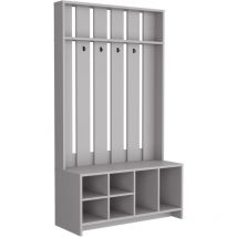 Tuhome Concept - Recibidor tulcan en melamina con 8 estantes y 4 ganchos para colgar ropa , Gris , 172.6 cm x 96.8 cm x 39.3 cm