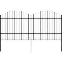 Recinzione Giardino Punta a Lancia (1,5-1,75)x3,4m Acciaio Nera