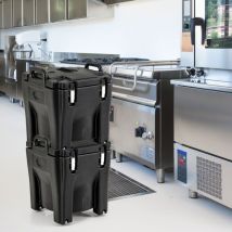 Récipient à Soupe isolé Chauffe-plats Empilable de 30 L Conteneur Isotherme Portable en Acier Inoxydable avec 4 Roues Noir CW2815 Maison Chic