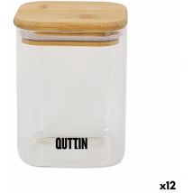 Quttin - Récipient de conservation en bambou (12 pièces) Verre borosilicaté de 480 ml (12 pièces)