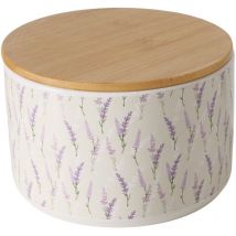 Récipient en céramique lavander avec couvercle en bambou, ø 16 cm