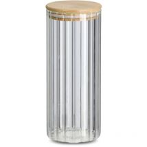 Récipient en verre avec couvercle en bambou grooves, 1100 ml