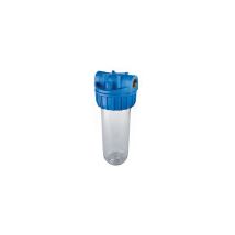 Cuve conteneur pour filtres 10'', raccord en laiton renforcé. Pression maximale 6 bars. Température de 4 à 45oC