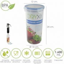 Récipient hermétique rond en plastique 1 600 ml. ø 12 x 24 (h) cm.