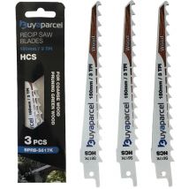 Buyaparcel - Reciprocating Sabre Saw Blades S617K 150mm 6 3 tpi hcs For Wood Pruning x3
