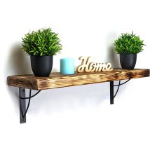 Moderix - Reclaimed Wooden Shelf with Bracket neo 9' 220mm - Colour Burnt - Length 70cm