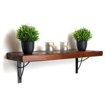Moderix - Reclaimed Wooden Shelf with Bracket neo 9' 220mm - Colour Dark Oak - Length 190cm