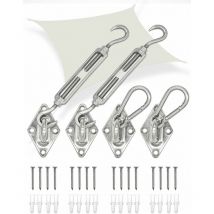 Rectangle Awning Fixing Kit - Steel Sun Shade Attachment - Set for Garden Sail - silber