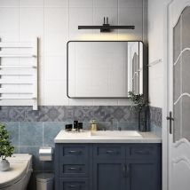 SKY - Rectangle Mirror Bathroom Wall Mirror Fixings Included Vertical or Horizontal - Black Framed 700x500mm
