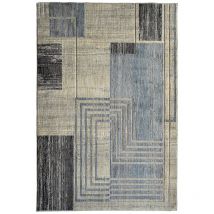 RECYCLE PROCESSEUR - Tapis extra-doux motif processeur ecru bleu 160x230