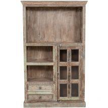 Recycled solid wood bookcase with antique finish