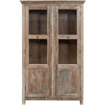 Recycled solid wood showcase with antique finish