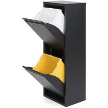 Recycling Metallschrank 2 Schubladen schwarz 92x35x25cm