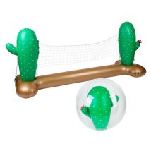 Airmyfun - Red de Voleibol Inflable y Flotante + Pelota inflable para piscina y playa - Pack Sport Cactus