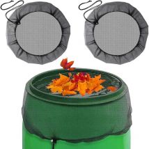 WAY - Red para barril de lluvia, 2 piezas, cubierta de malla ajustable para barril de lluvia, cubiertas para barril de lluvia con cordón ajustable,